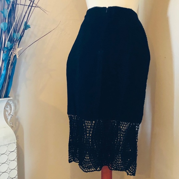 Leather & Crochet Wiggle Pin Up Skirt - Picture 4 of 7